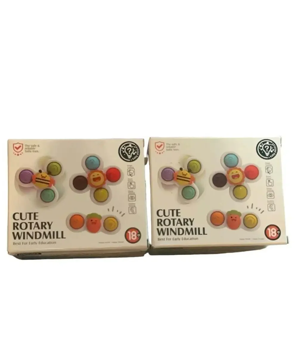 2-Pack Cute Rotary Windmill Baby Suction Cup Spinner Toys